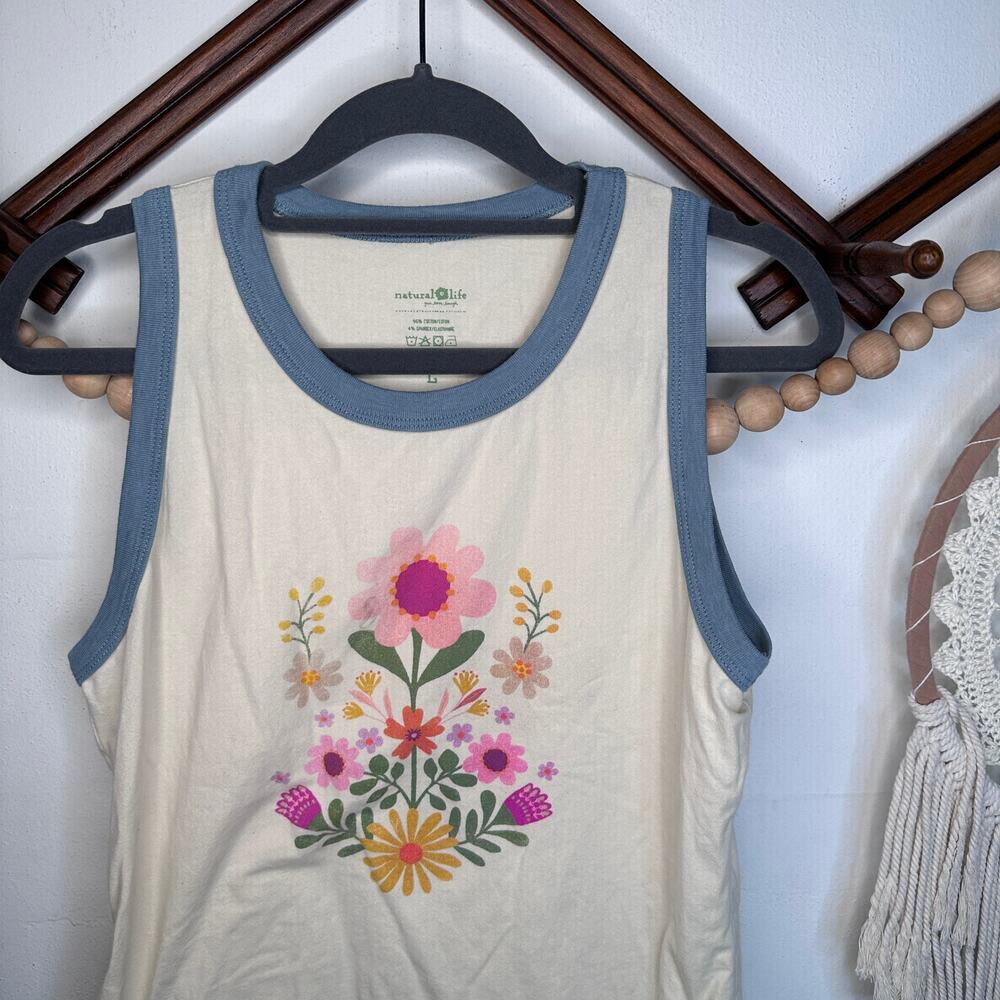 Natural Life Floral Ringer Tank - Picture 2 of 3